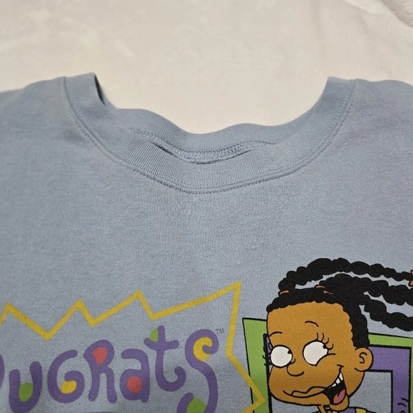 90s Nickelodeon Rugrats Crewneck Sweatshirt, Light Blue, Junior's Size Large. - Picture 7 of 8